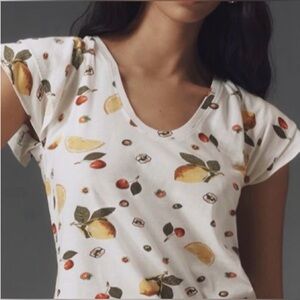 Maeve Lemon and Cherry Slim Tee Size XXS